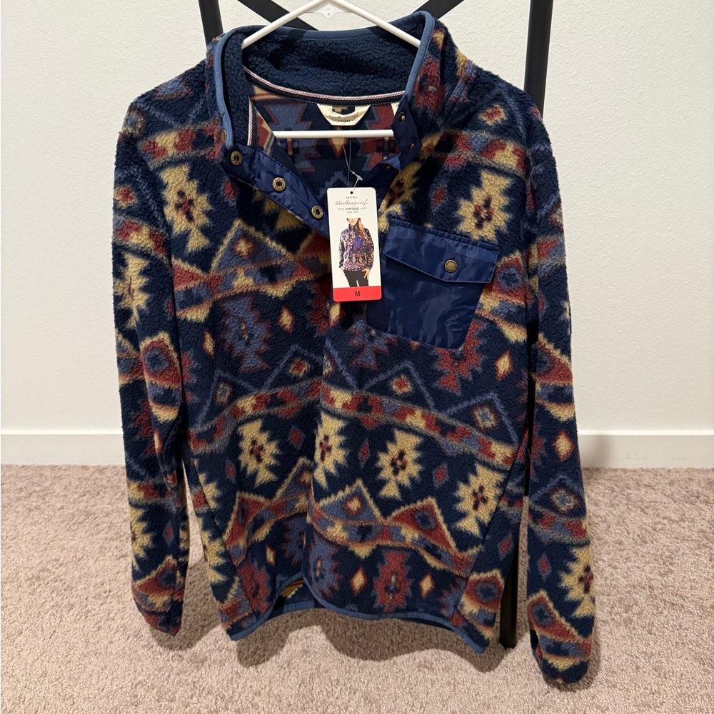 Weatherproof Women's Crewneck Sweater - Navy and Maroon Pattern - Picture 1 of 2